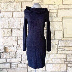 James Perse Draped Neck Knit Dress in Black Heather
